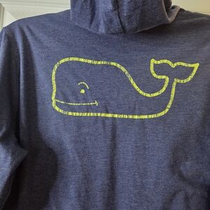 Navy Hoodie with Yellow Whale Graphic